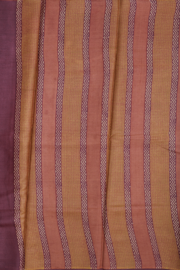 Tussar Silk Saree In Light Brown With Printed Design