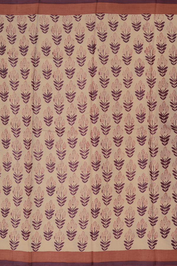 Tussar Silk Saree In Light Brown With Printed Design