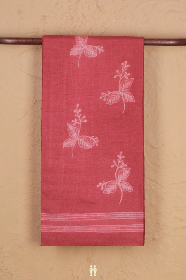 Tussar Silk Saree In Red With Shibori Design