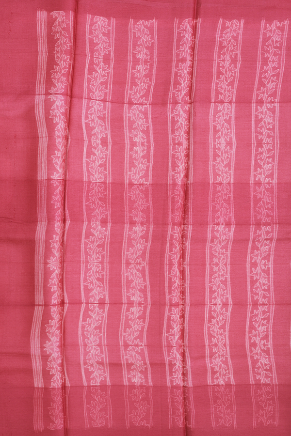 Tussar Silk Saree In Red With Shibori Design