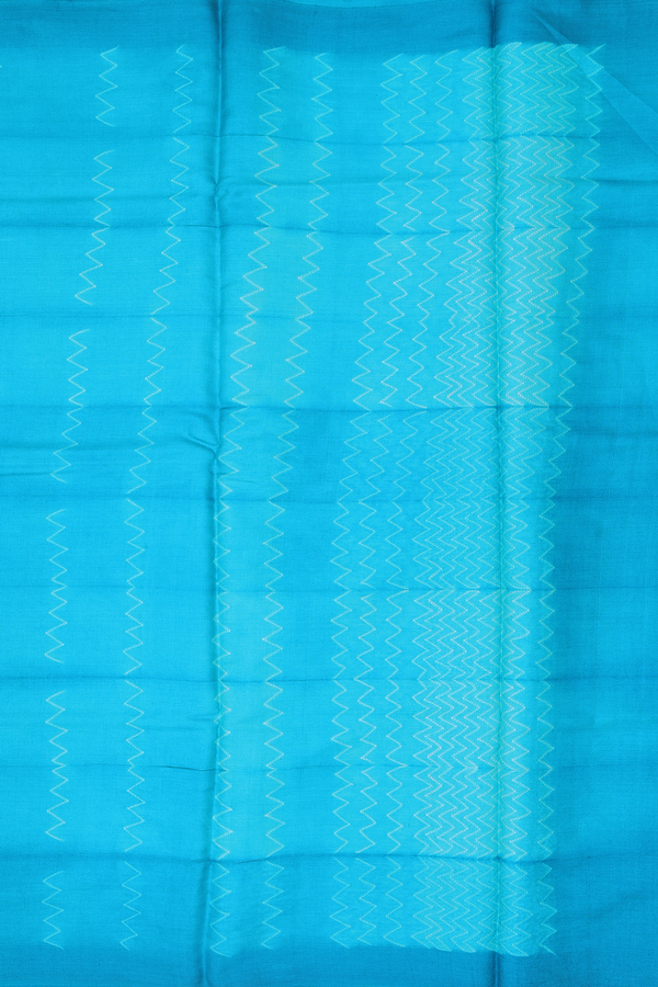 Tussar Silk Saree In Cerulean Blue With Shibori Design