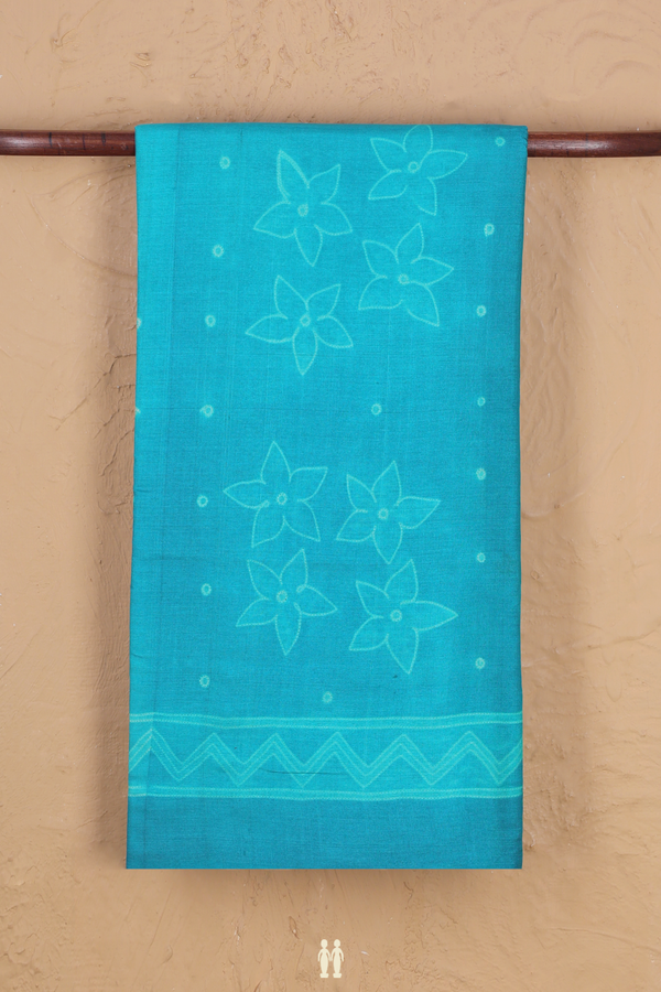 Tussar Silk Saree In Cerulean Blue With Shibori Design