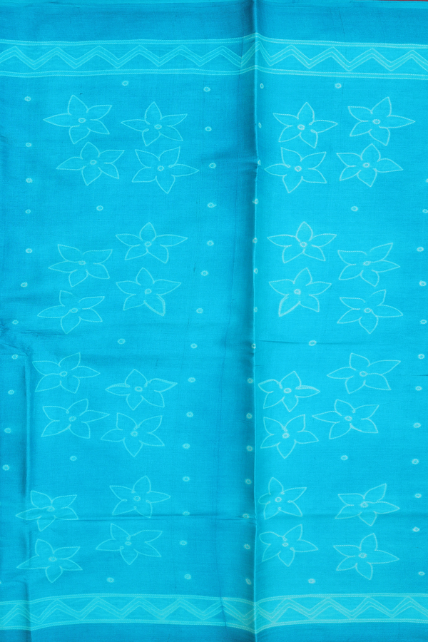 Tussar Silk Saree In Cerulean Blue With Shibori Design