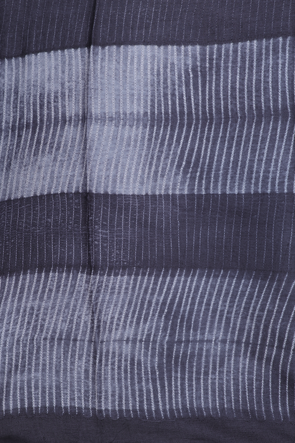 Tussar Silk Saree In Charcoal Grey With Shibori Design