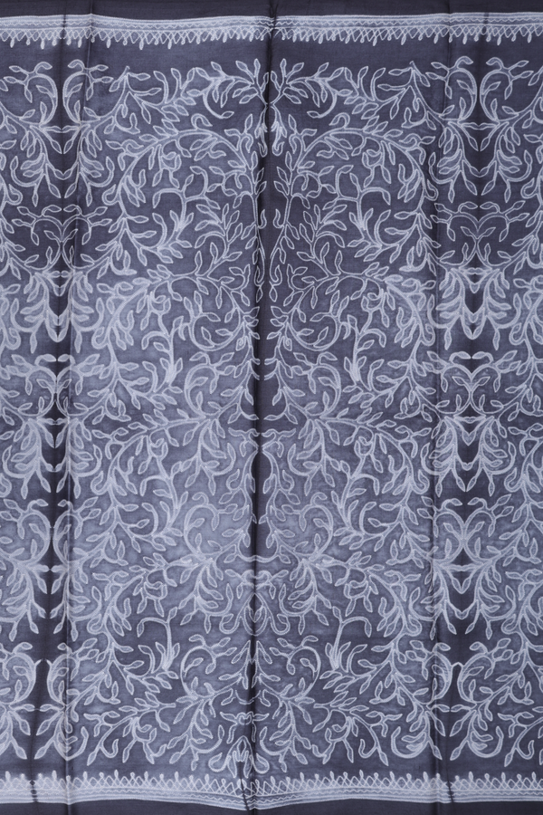 Tussar Silk Saree In Charcoal Grey With Shibori Design
