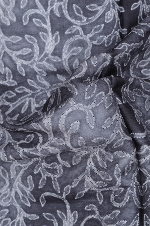 Tussar Silk Saree In Charcoal Grey With Shibori Design