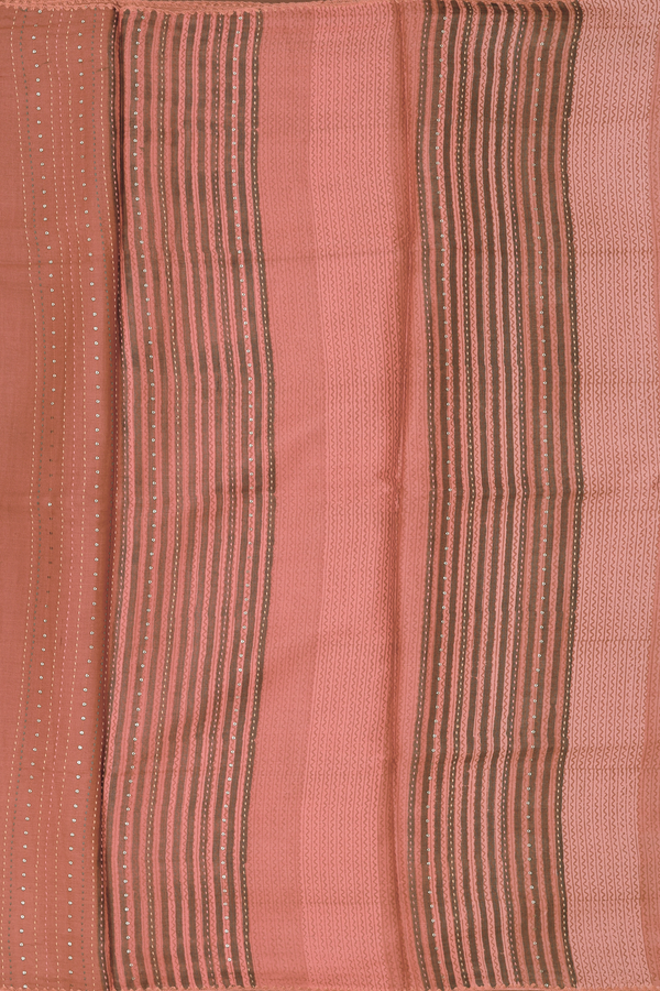 Tussar Silk Saree In Light Orange With Floral Motifs