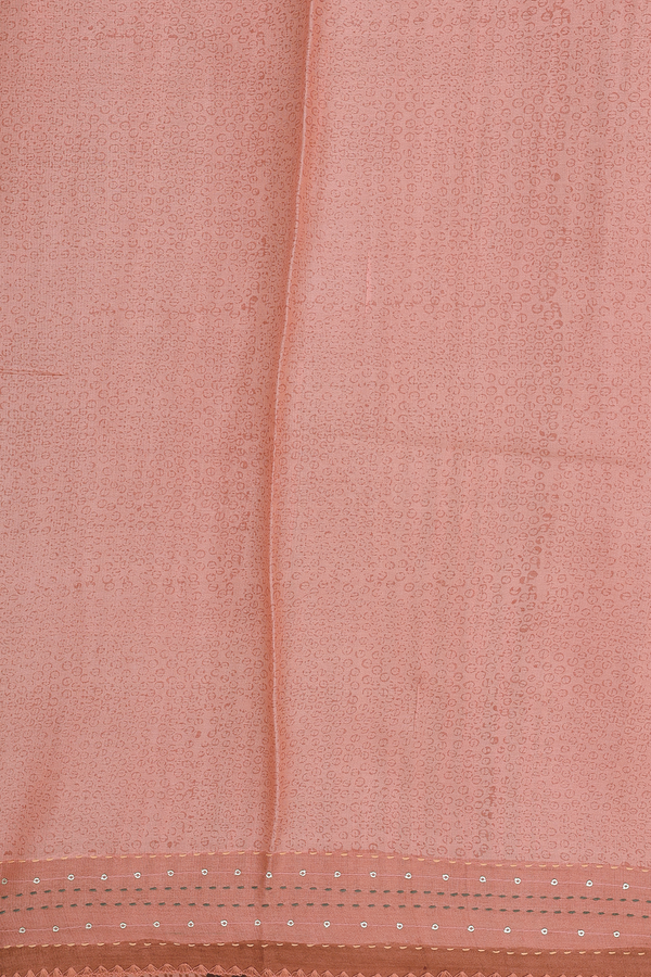 Tussar Silk Saree In Light Orange With Floral Motifs