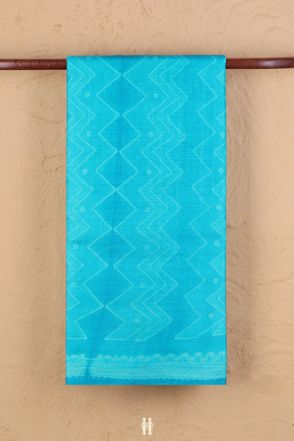 Tussar Silk Saree In Cerulean Blue With Shibori Design