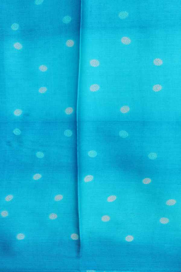 Tussar Silk Saree In Cerulean Blue With Shibori Design