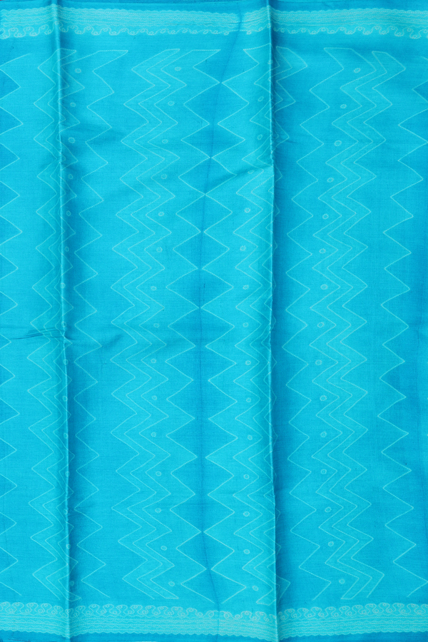 Tussar Silk Saree In Cerulean Blue With Shibori Design