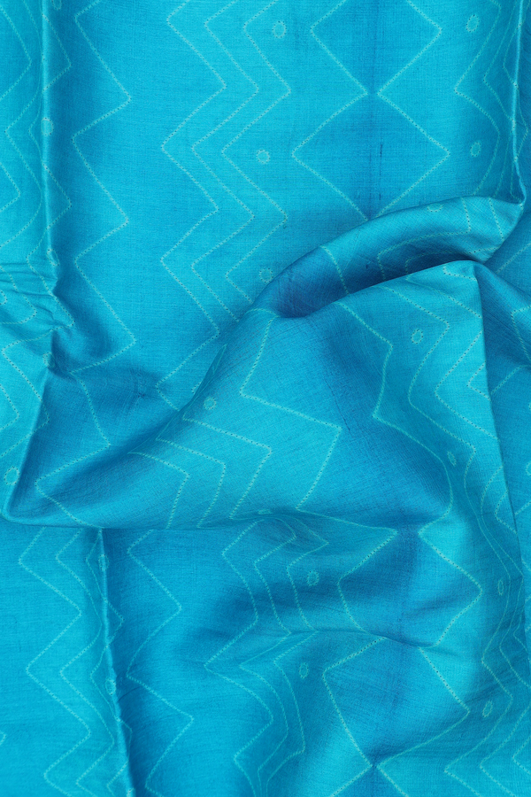 Tussar Silk Saree In Cerulean Blue With Shibori Design