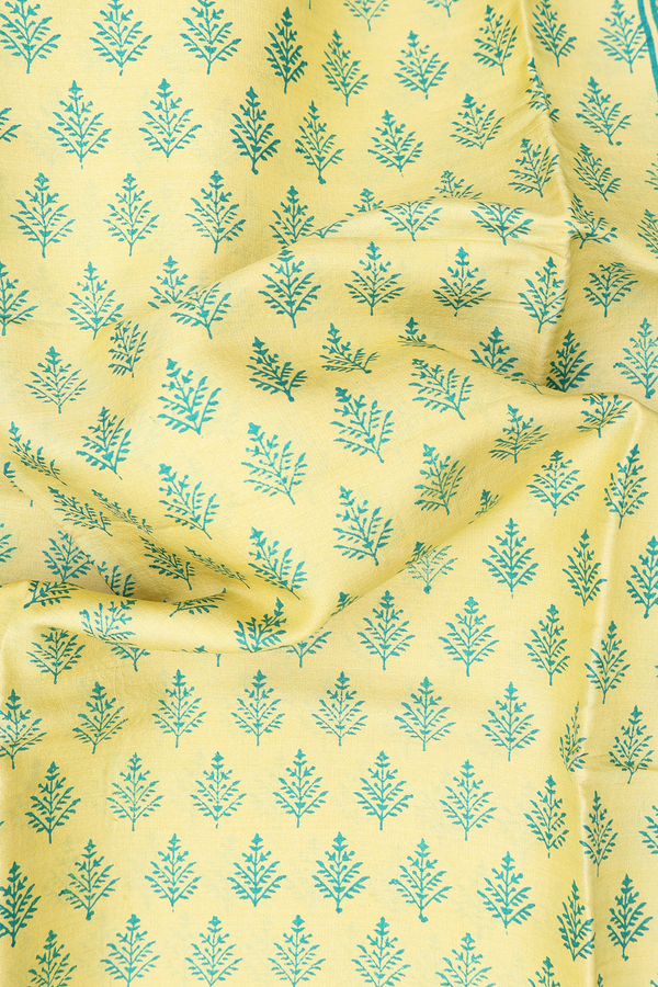 Tussar Silk Saree In Yellow With Printed Design