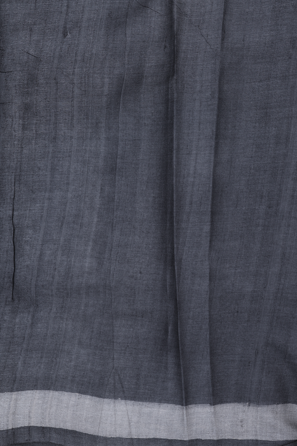 Tussar Silk Saree In Grey With Floral Design