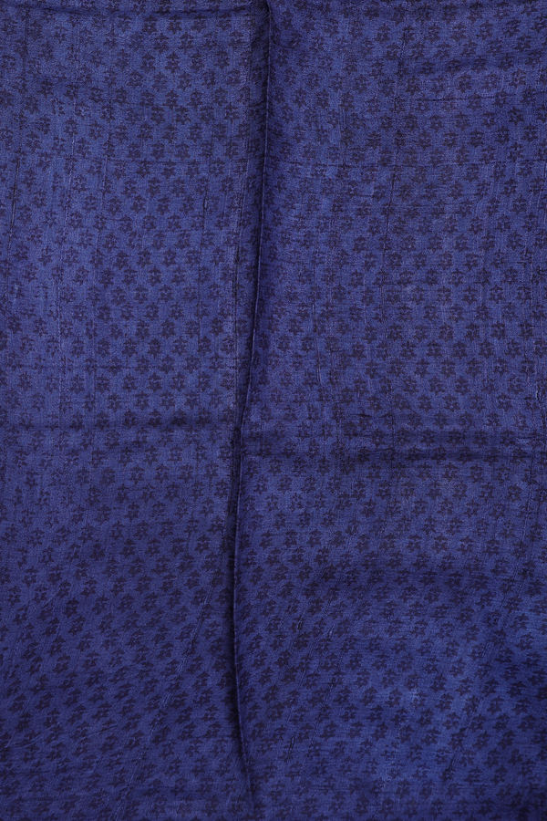 Tussar Silk Saree In Midnight Green With Floral Design