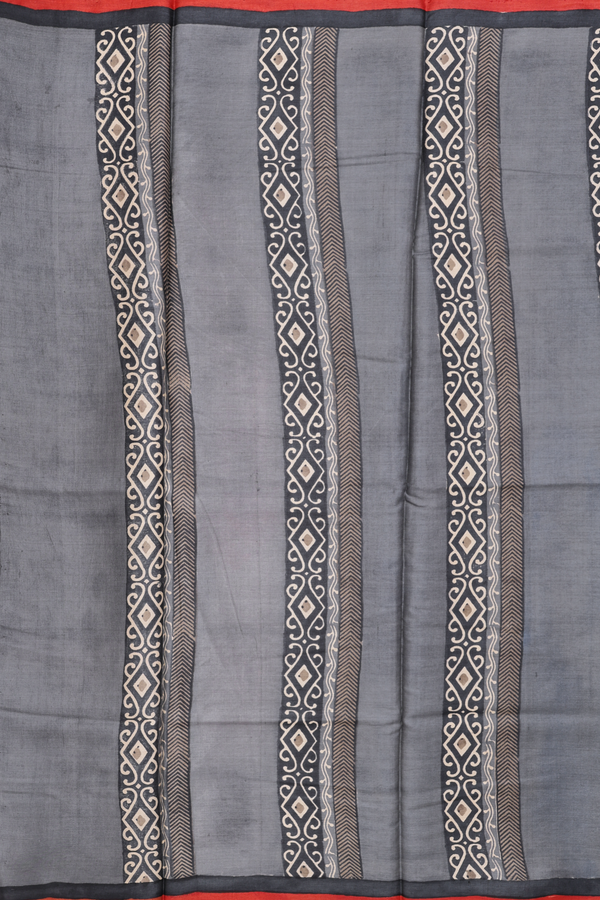 Tussar Silk Saree In Brown With Printed Design