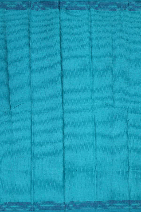 Tussar Silk Saree In Peacock Blue With Stripes Design