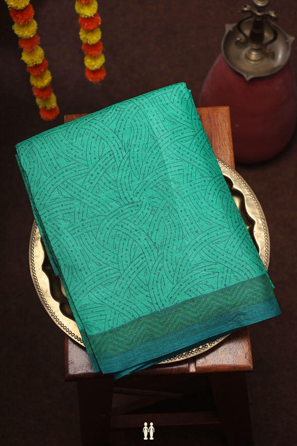 Tussar Silk Saree In Sea Green With Printed Design