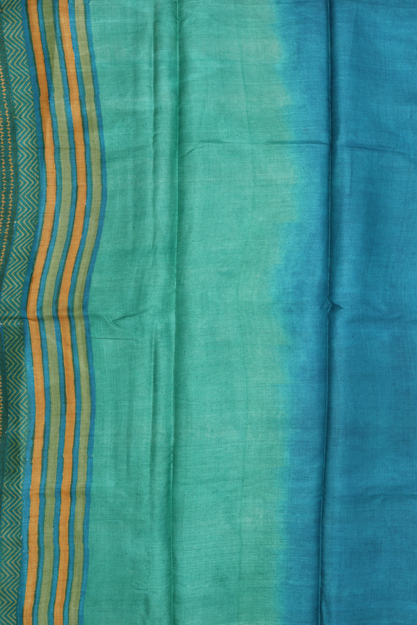 Tussar Silk Saree In Sea Green With Printed Design