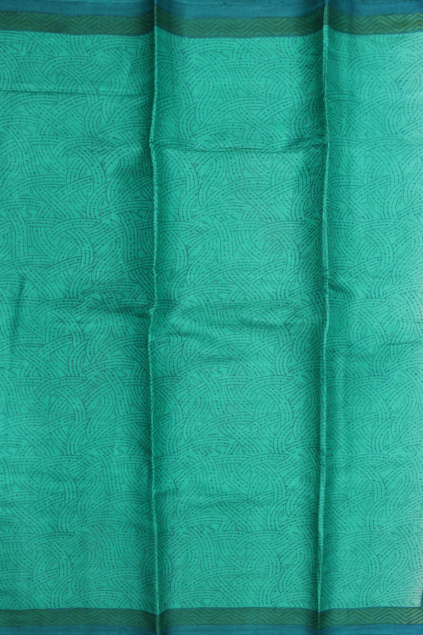 Tussar Silk Saree In Sea Green With Printed Design