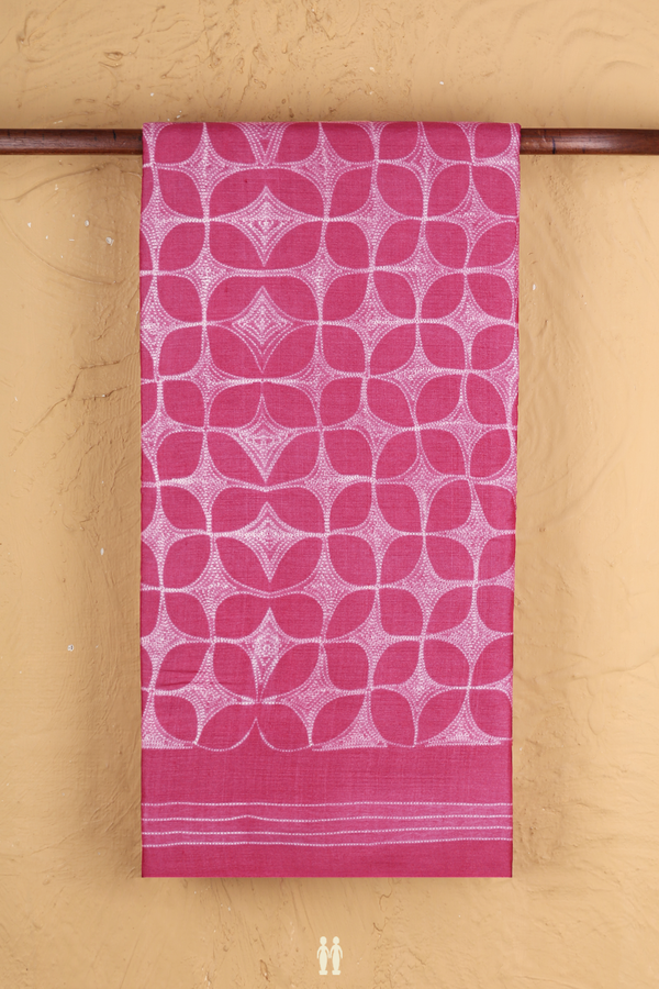 Tussar Silk Saree In Dark Pink With Printed Design