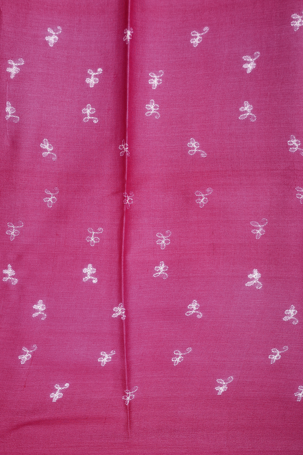Tussar Silk Saree In Dark Pink With Printed Design