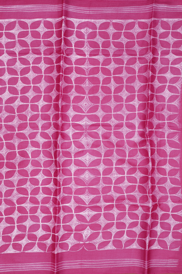 Tussar Silk Saree In Dark Pink With Printed Design