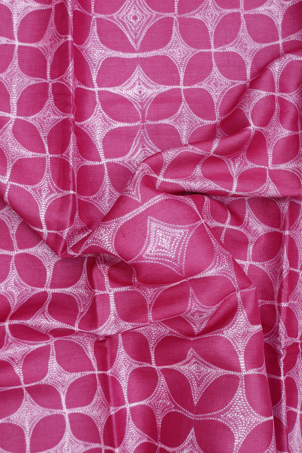 Tussar Silk Saree In Dark Pink With Printed Design
