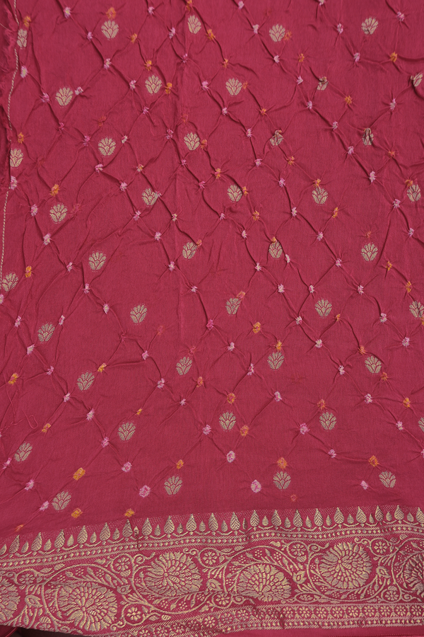 Bandhani Silk Saree In Rani Pink With Tie And Dye Design