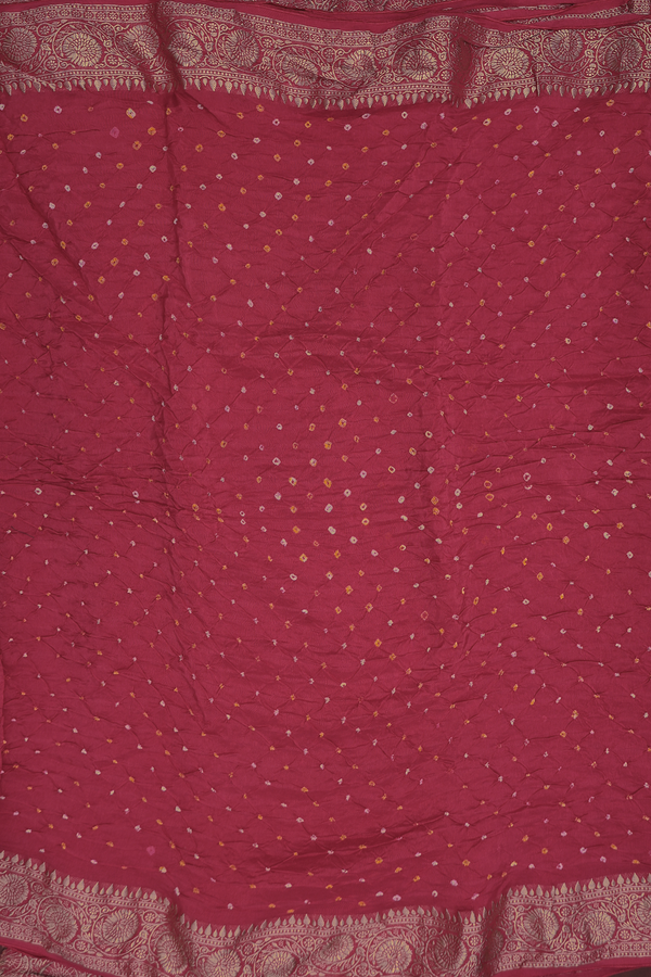 Bandhani Silk Saree In Rani Pink With Tie And Dye Design