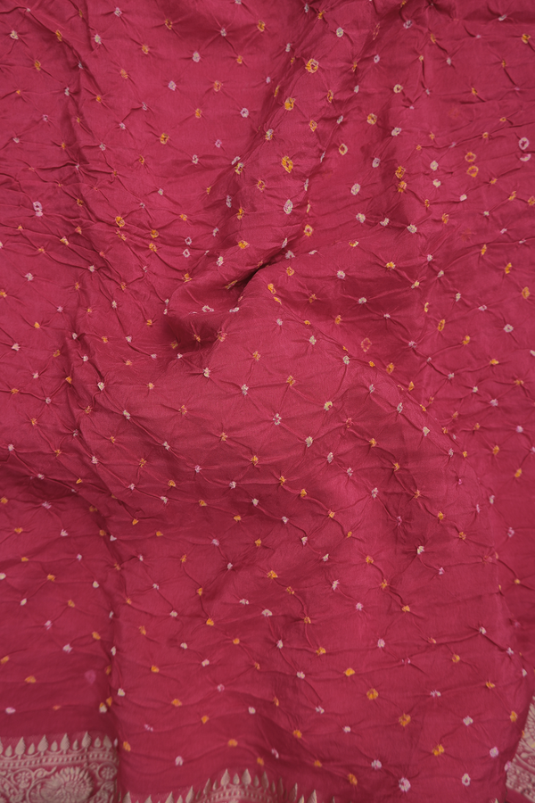 Bandhani Silk Saree In Rani Pink With Tie And Dye Design