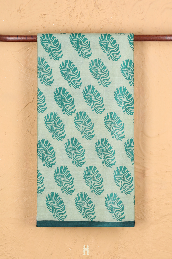 Tussar Silk Saree In Pastel Green With Printed Design