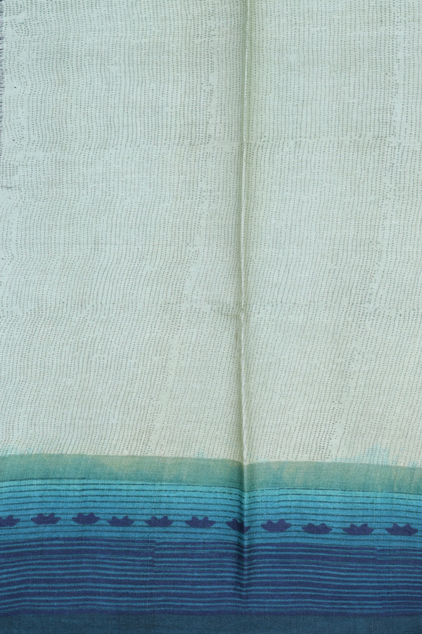Tussar Silk Saree In Pastel Green With Printed Design