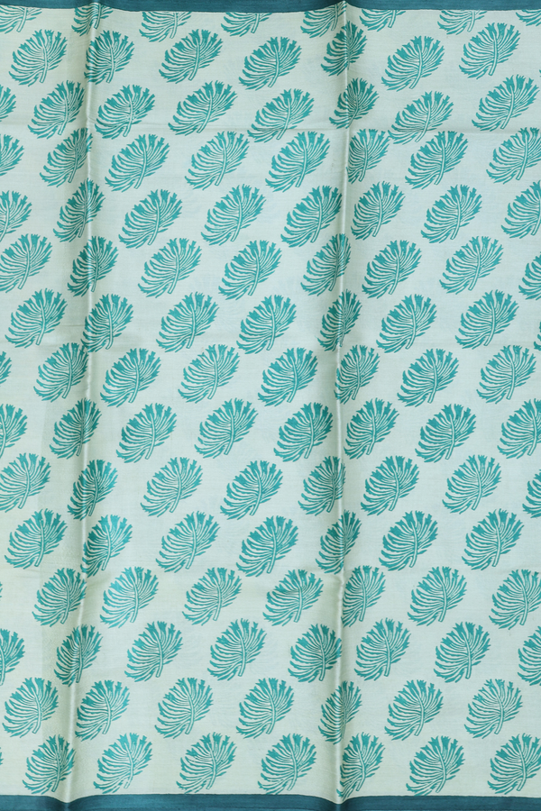 Tussar Silk Saree In Pastel Green With Printed Design