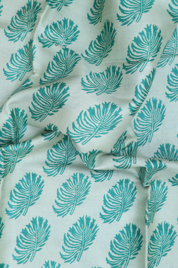 Tussar Silk Saree In Pastel Green With Printed Design