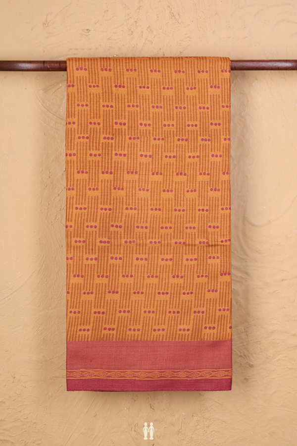 Tussar Silk Saree In Orange With Printed Design