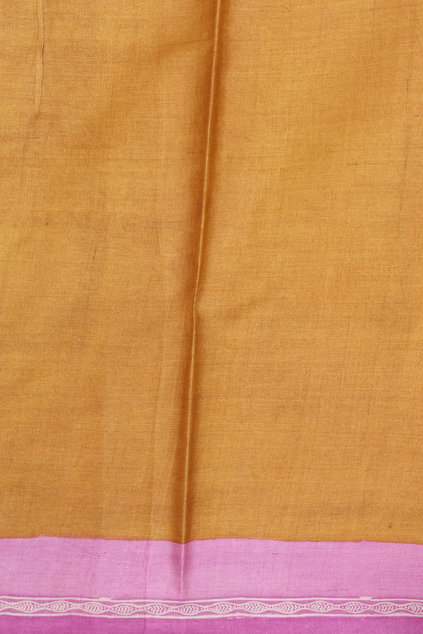 Tussar Silk Saree In Orange With Printed Design