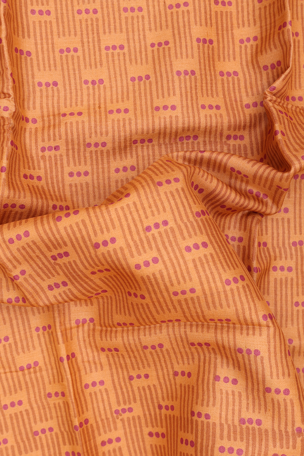 Tussar Silk Saree In Orange With Printed Design