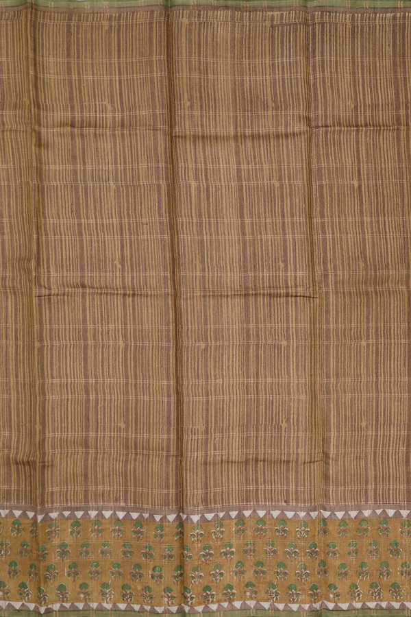 Tussar Silk Saree In Brown With Stripes Design