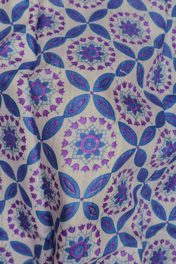 Tussar Silk Saree In Cream Color With Hand Painted Design
