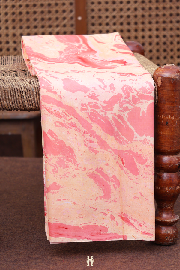 Marble Silk Saree In Red And Orange With Stone Texture Design