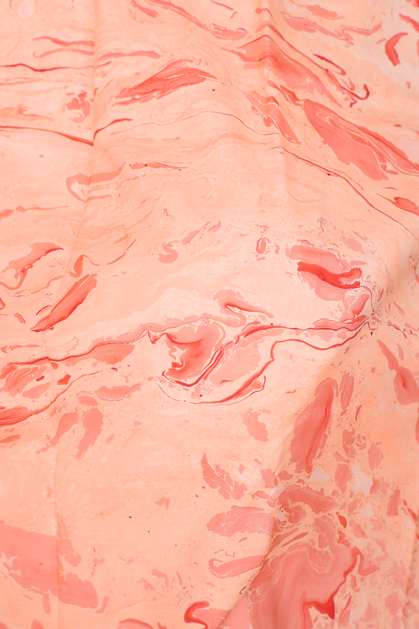 Marble Silk Saree In Red And Orange With Stone Texture Design