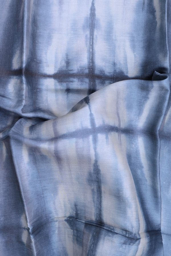Tussar Silk Saree In Blue With Stone Texture Design