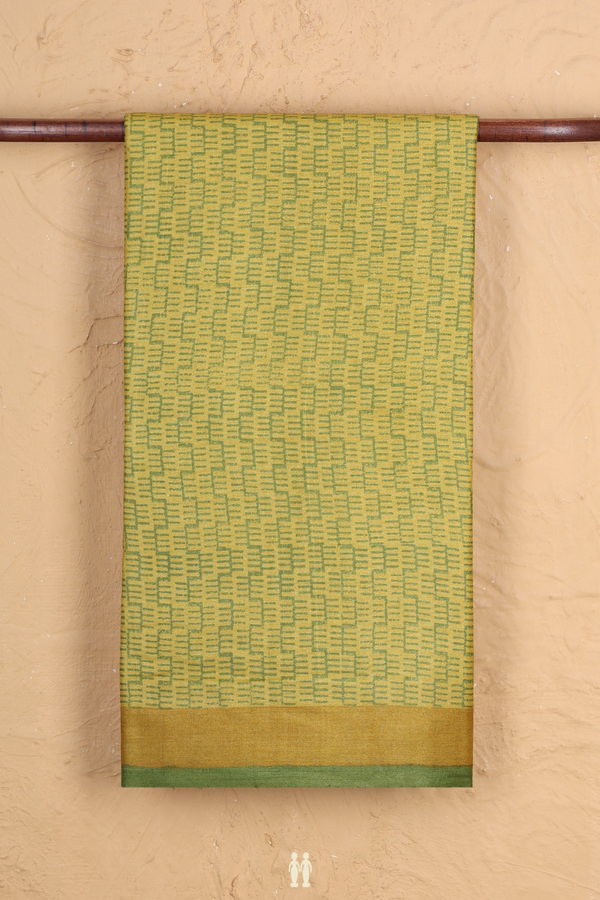 Tussar Silk Saree In Yellow With Printed Design