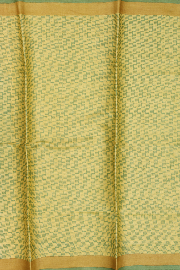 Tussar Silk Saree In Yellow With Printed Design