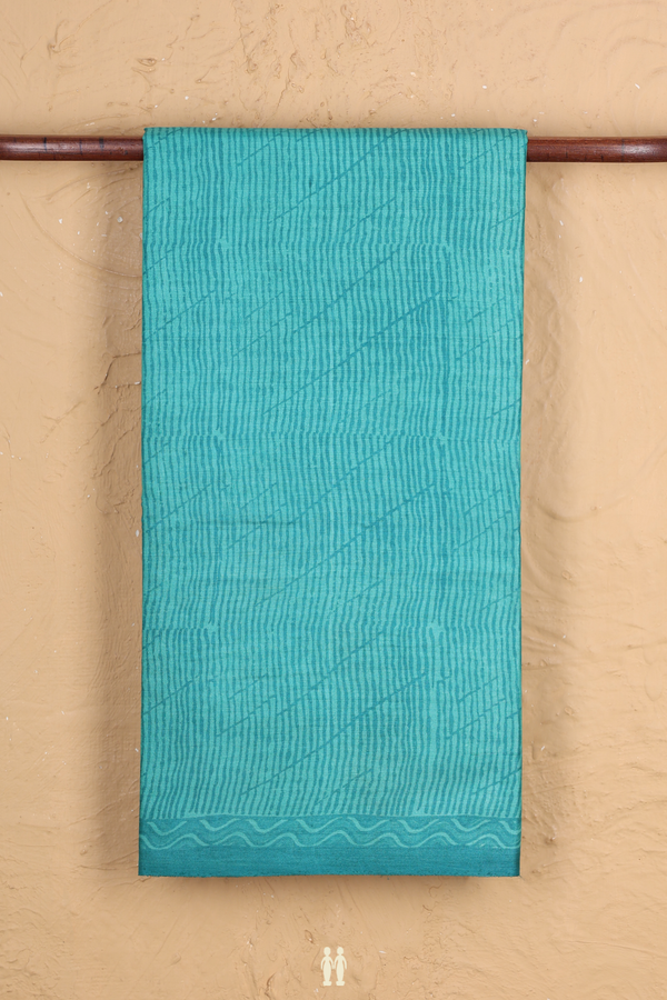 Tussar Silk Saree In Mint Blue With Printed Design