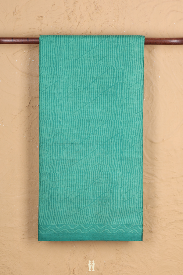 Tussar Silk Saree In Mint Blue With Printed Design