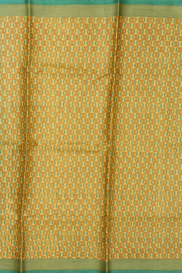 Tussar Silk Saree In Yellow With Printed Design