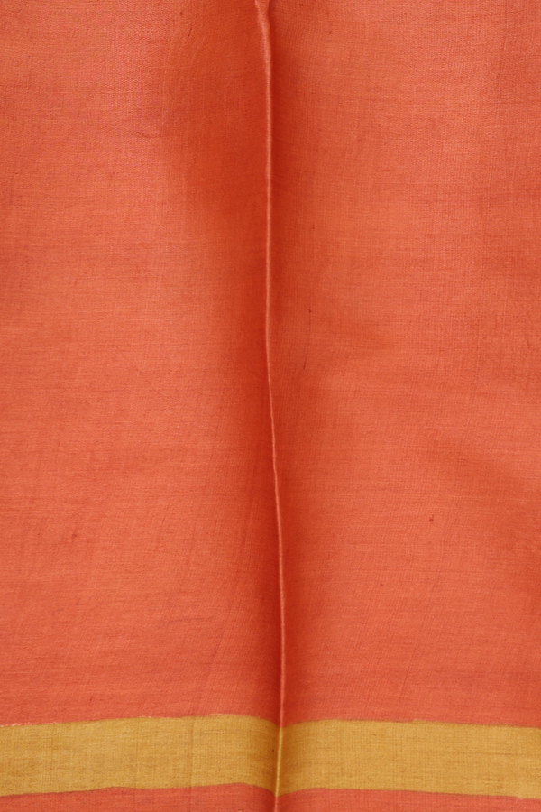 Tussar Silk Saree In Yellow And Orange With Chevron Design