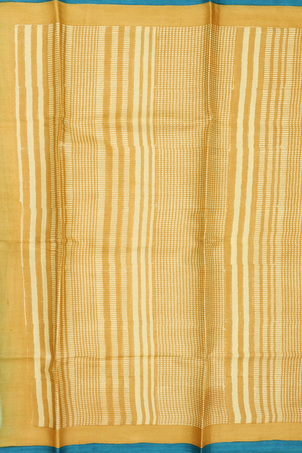 Tussar Silk Saree In Shades Of Yellow With Checks Design